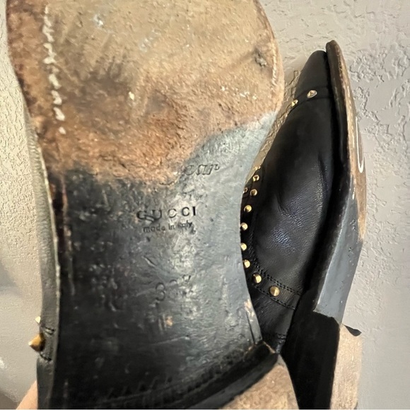 Gucci Golden Studded Black Chelsea Booties SZ 38.5 - Picture 9 of 10